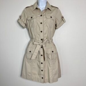 Vintage Banana Republic Safari & Travel Co. Khaki Tan Shirt Dress 2